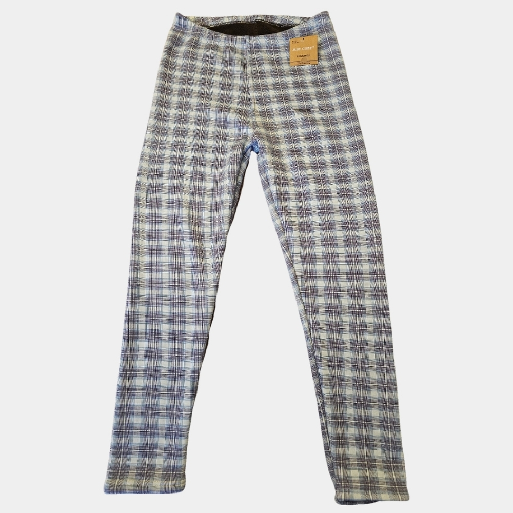 Just Cozy High Waist Fleece Lined Plaid 8 Way Stretch Leggings Size XL